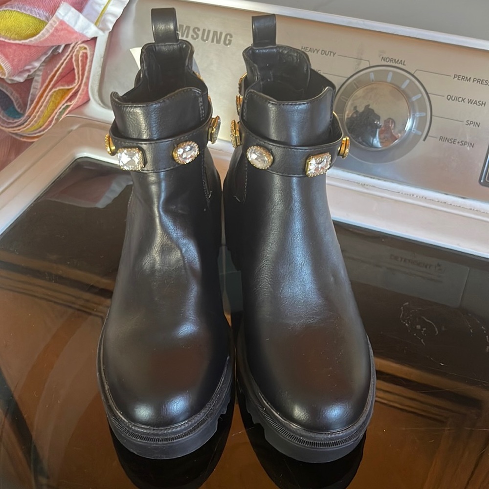 Nicole Miller Chunky Jeweled Boots